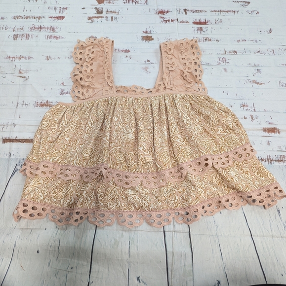 Anthropologie Let Me Be swing eyelet ruffle sleeveless top - Picture 4 of 8